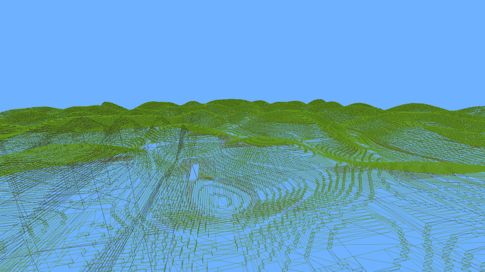 wireframe mesh visualization of landscape from the voxel engine
